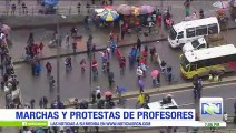 Caos vial en Bogotá por manifestaciones de maestros