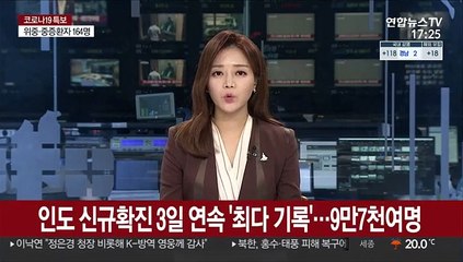 인도 신규확진 3일 연속 '최다 기록'…9만7천여명
