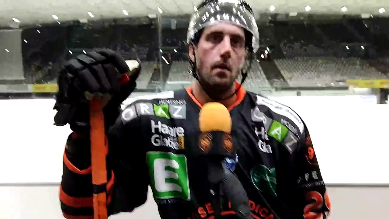 Joel Broda (Graz99ers) nach dem Spiel gegen die Vienna Capitals