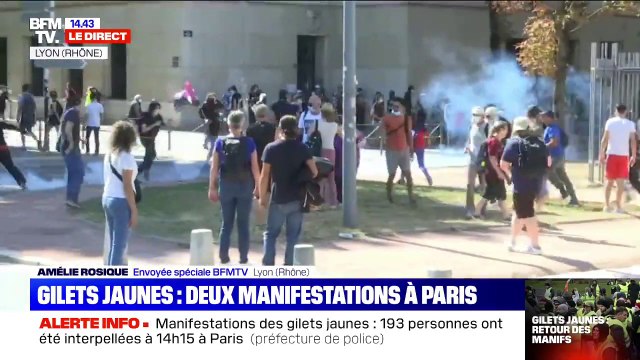 Gilets jaunes: une manifestation à Lyon, place Bellecour