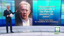 Gobierno estimula a las Farc a sembrar coca: Uribe