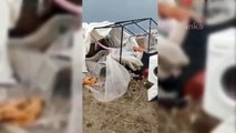 Kum fırtınası mevsimlik işçileri vurdu, çadırları yerle bir etti