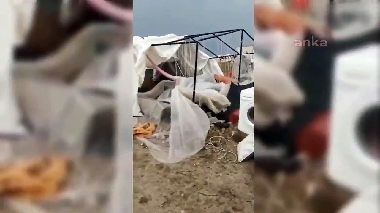 Kum fırtınası mevsimlik işçileri vurdu, çadırları yerle bir etti