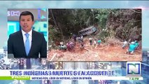 Accidente en Suárez, Cauca, deja tres indígenas muertos
