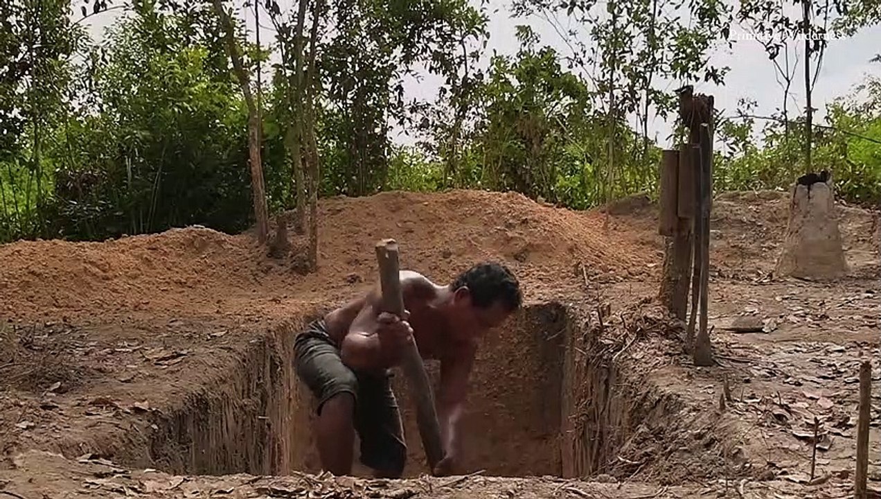 Build a Cool Shower Underground Swimming Pool & Mini Water Slide by Primitive Tools