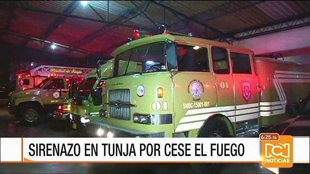 Bomberos hicieron sonar sus sirenas para dar bienvenida al cese al fuego
