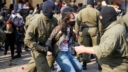 Belarus police violently detain dozens of female protesters