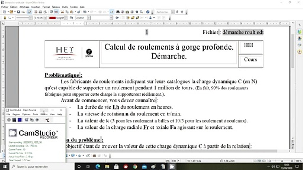 HEI Démarche : durée de vie des roulements à billes
