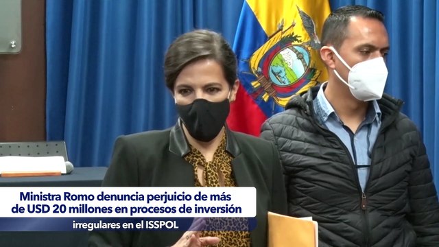 VIDEO | La ministra de Gobierno, María Paula Romo, denunció un perjuicio de 20 millones de dólares en procesos de inversión irregulares en el ISSPOL
