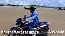 Riding bike on beach
