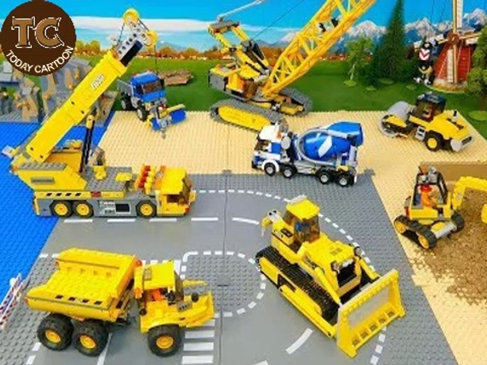 Lego Bulldozer, Concrete Mixer, Dump Truck, Mobile Crane , Tractor, Excavator Toy Vehicles for Kids