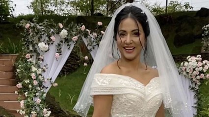Hina Khan White Gown में दुल्हन बनकर झूमती आईं नजर, देखें Video । Boldsky