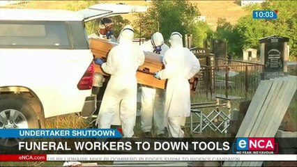 Funeral workers down tools