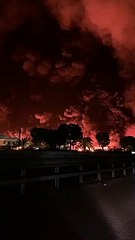 Descargar video: Cielo rosso per l'incendio tra Andria e Barletta