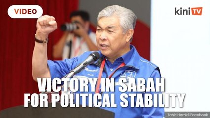 Video herunterladen: Victory in Sabah needed for political stability, Zahid tells BN machinery