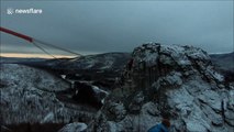 Daring Alaska man does tricks on high wire in shockingly cold weather