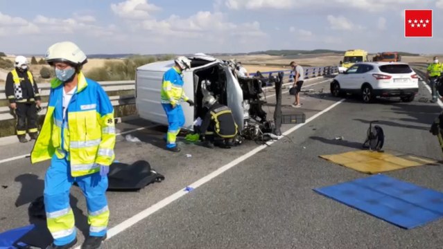 Colisión entre tres vehículos en la M-301, a la altura de Getafe