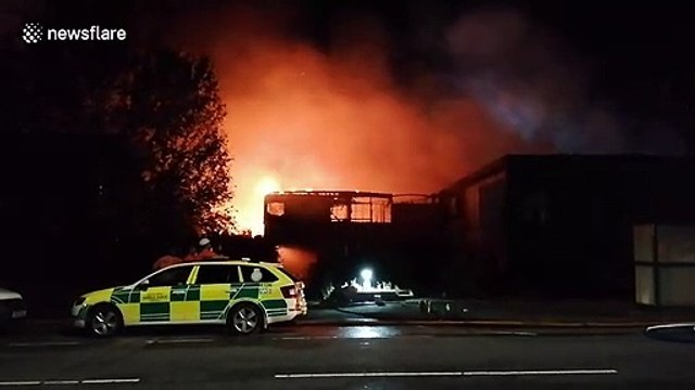 Fire erupts in Lancashire, United Kingdom