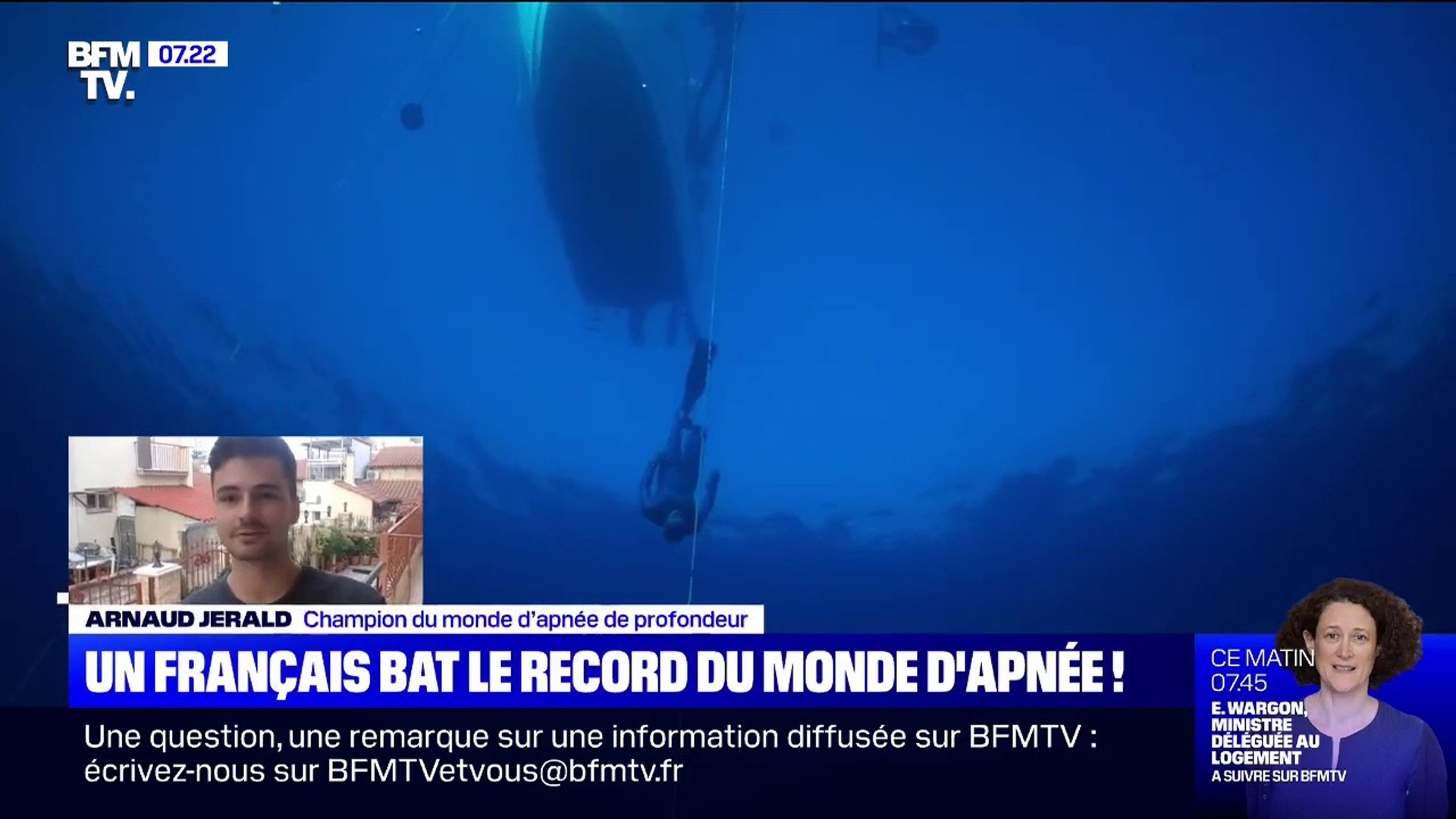 Le Français Arnaud Jérald bat un record du monde d'apnée à 112 mètres de  profondeur - Vidéo Dailymotion