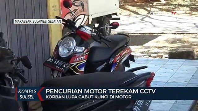 Pencurian Motor Terekan CCTV Korban Lupa Cabut Kunci di Motor