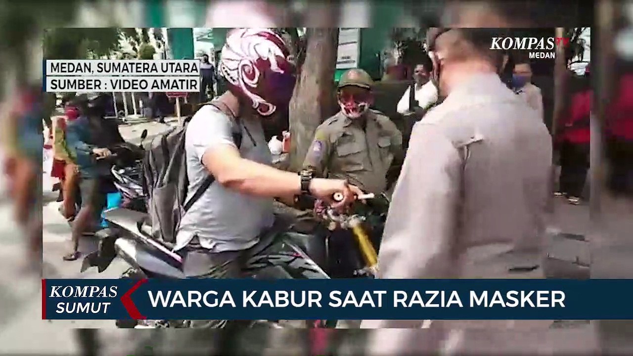 Warga Medan Kabur Saat Razia Masker