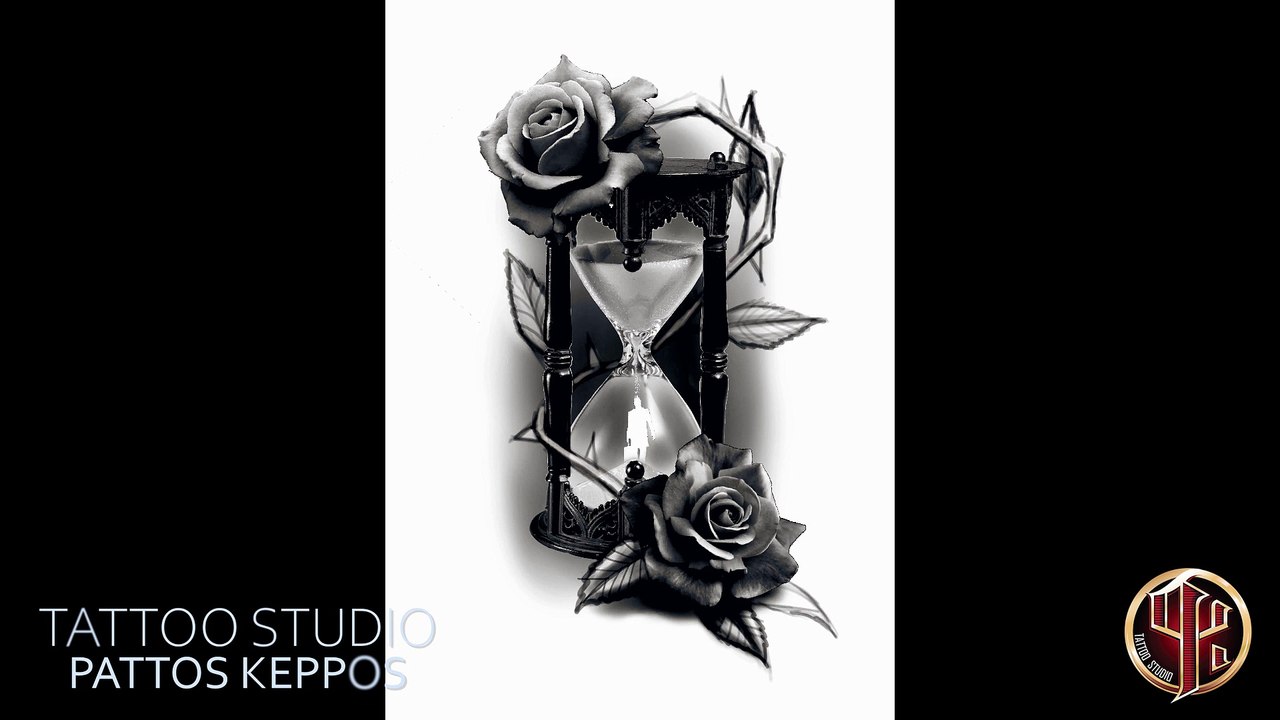 Sanduhr mit Rosentattoo Tattoo Studio Wien