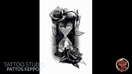 Sanduhr mit Rosentattoo Tattoo Studio Wien