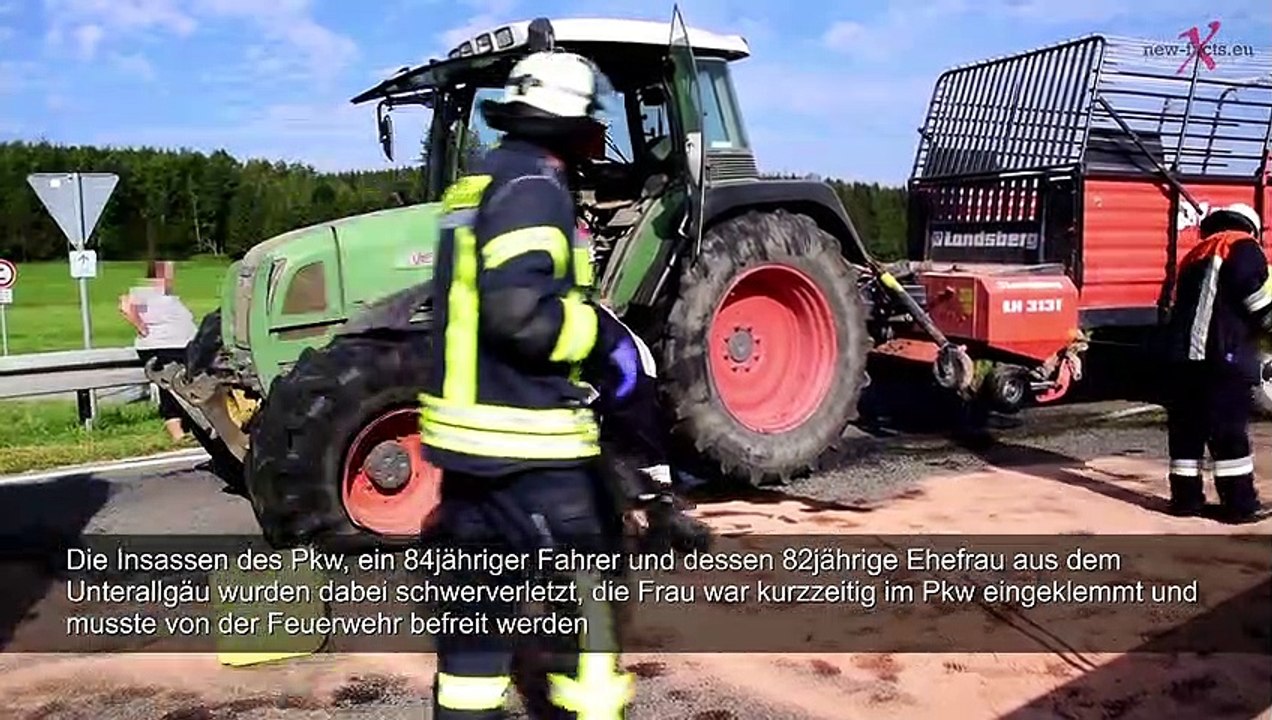 Pforzen – Schlingen | Schwerer Verkehrsunfall – Pkw gegen Traktor