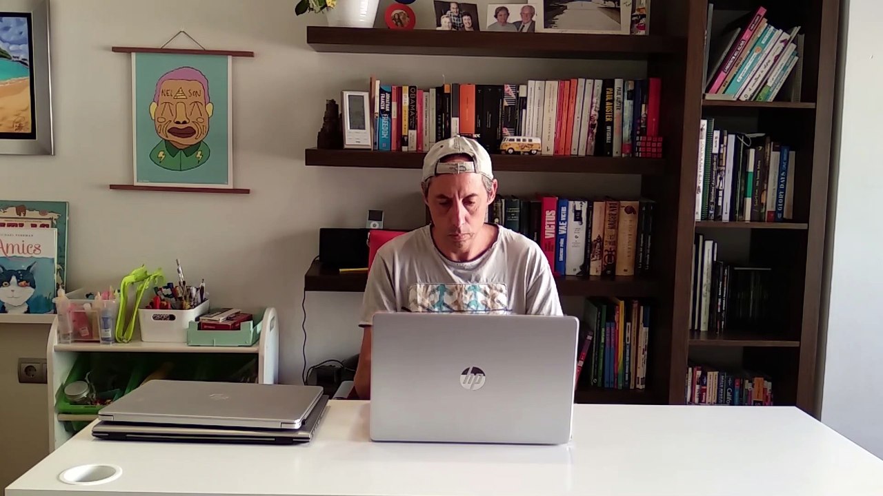 Man Types away on Disposable Laptops