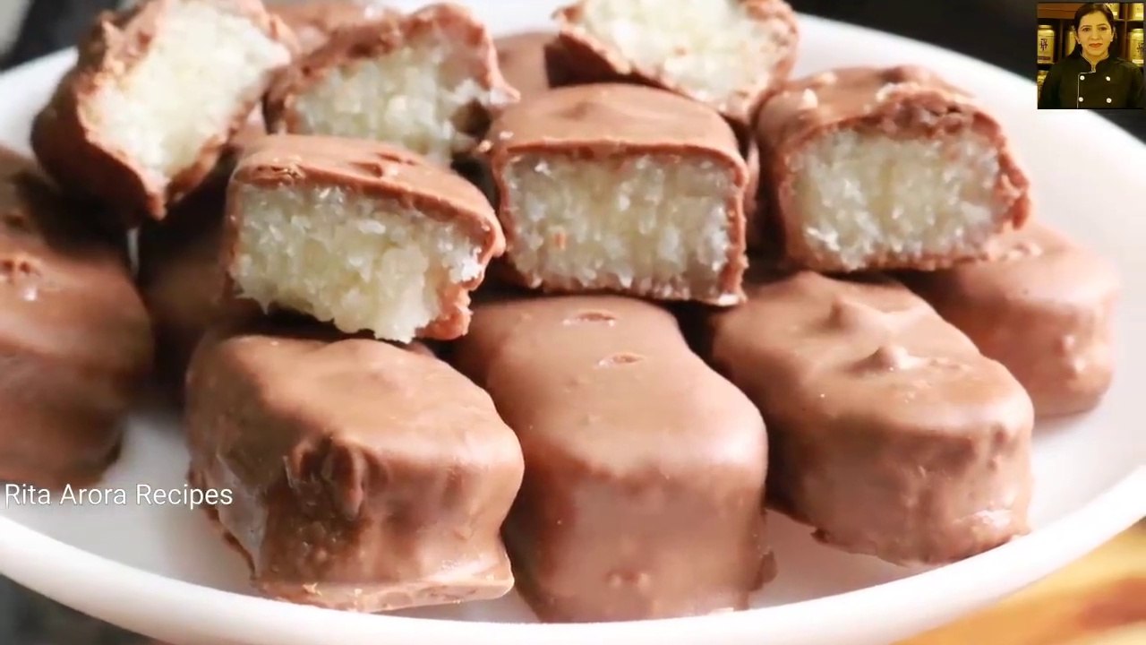 Homemade Bounty Bar for kids How to make Coconut Chocolate Bar No condensed milk and milk