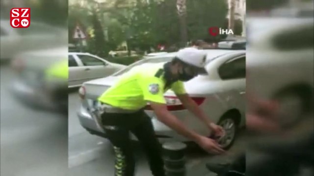 Yaya geçidine park etti, engelli vatandaş geçemedi