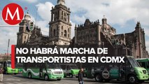 Cancelan marcha de transportistas programada para jueves en CdMx