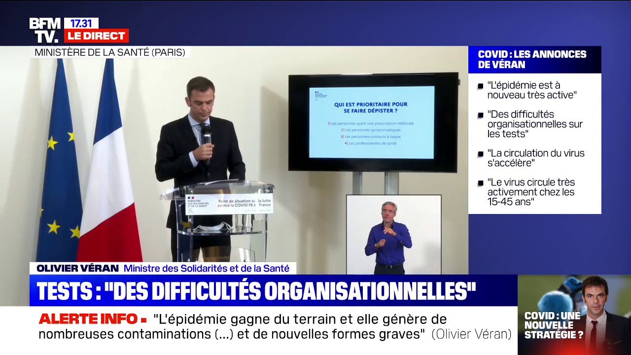 Île de France: "20 centres de prélèvements pour les publics prioritaires" déployés "dès lundi", selon Véran