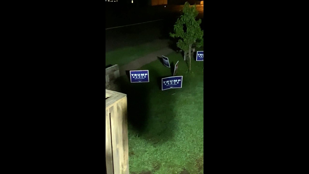 People Attempting to Take Yard Signs Met with Paintballs
