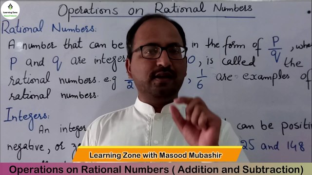 What are the Rational Numbers, Integers? Operation on Rational Numbers.Unit 2 Class 7th Maths learning Zone.