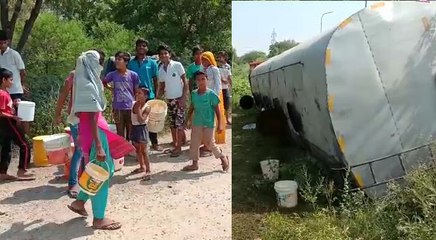 राजस्थान : सड़क पर बही सरसों के तेल की 'नदी', जिसके जो बर्तन हाथ लगा उसी में भरकर ले गया तेल