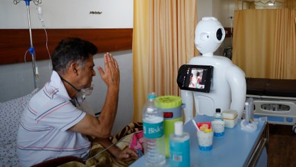 Indian hospital installs robot to help Covid-19 patients connect with family