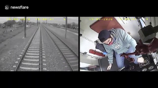 Train driver narrowly avoids running over child on tracks in Argentina
