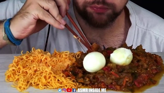 MINI ASMR MUKBANG | CARRIE NOODLES + RAGOUT + EGGS | EATING SOUND (NO TALKING) BEST SOUND