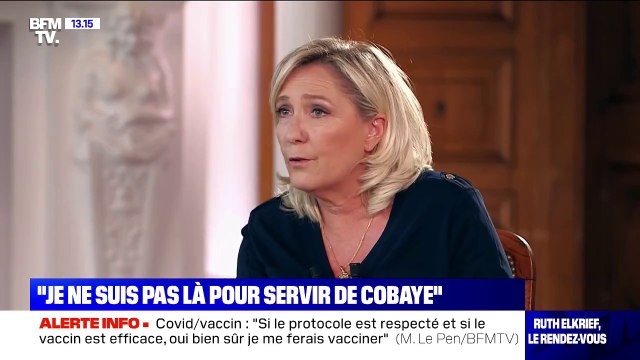 Coronavirus: Marine Le Pen se fera vacciner si le protocole est respecté et le vaccin efficace