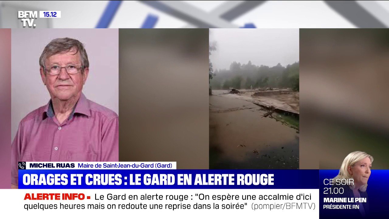 Orages dans le Gard: le maire de Saint-Jean-du-Gard, Michel Ruas, pense qu'il y aura "énormément de dégâts"