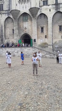 Flash mob du collectif des guides-conférenciers en colère le samedi 19 septembre à Avignon