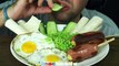 ASMR CHEESE SAUSAGES + GREEN NOODLES + FRIED EGGS | EATING SOUND (NO TALKING) MUKBANG