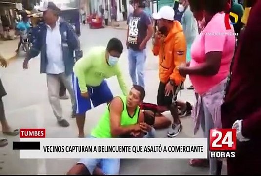 Tumbes: vecinos capturan a delincuente que robó 5 mil soles a comerciante