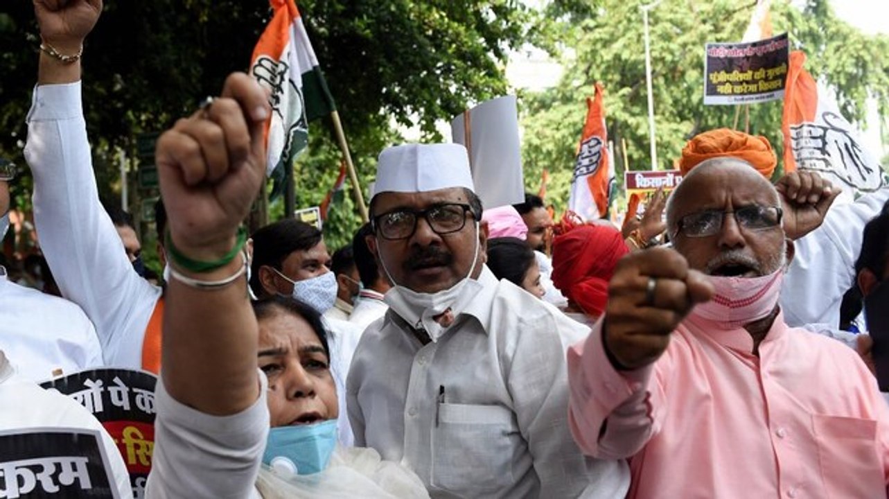 Opposition parties protest against farms bills and suspension of Rajya Sabha MPs