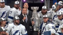 Gary Bettman presents Stanley Cup to the Lightning