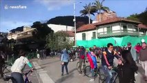 Colombian protesters clash with anti-riot police in Bogotá