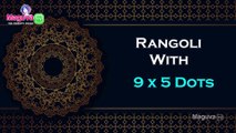 Rangoli with Dots - 9 x 5 Dots | Easy Rangoli Designs with Dots | Kolam with Dots | Maguva TV
