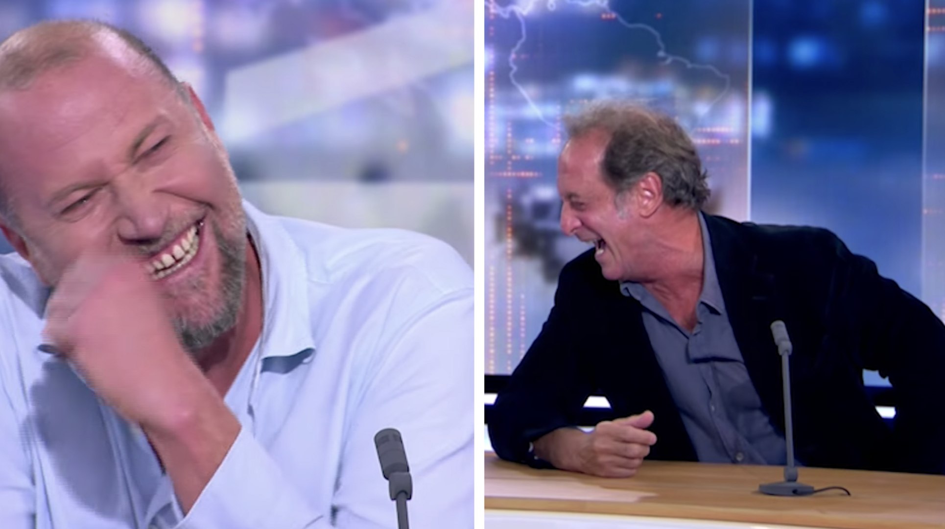 Le fou-rire génial de François Damiens et Vincent Lindon au RTL Info -  Vidéo Dailymotion