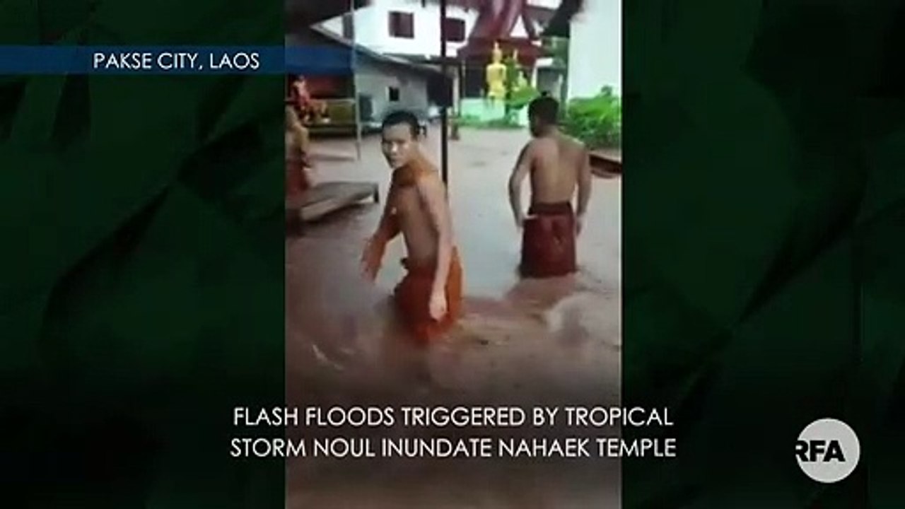 Flooding Inundates Buddhist Temple in Laos